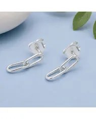 Paperclip Chain Earrings 925 Sterling Silver - Modern Geometric Design