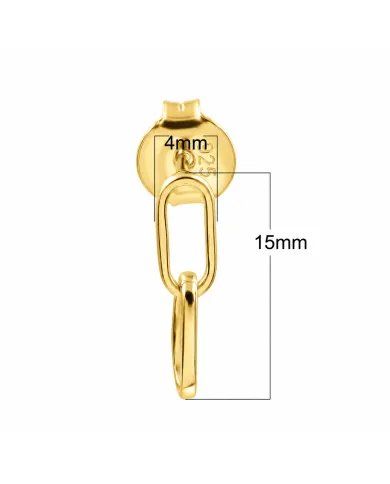 Paperclip Chain Earrings 18K Gold Plated Sterling Silver - Modern Jewelry