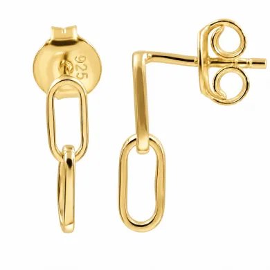 Paperclip Chain Earrings 18K Gold Plated Sterling Silver - Modern Jewelry