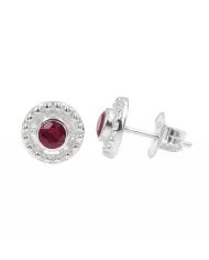 925 Sterling Silver Ruby Stud Earrings – Handmade Minimalist Design