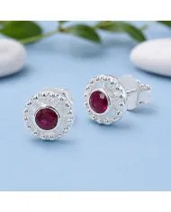 925 Sterling Silver Ruby Stud Earrings – Handmade Minimalist Design