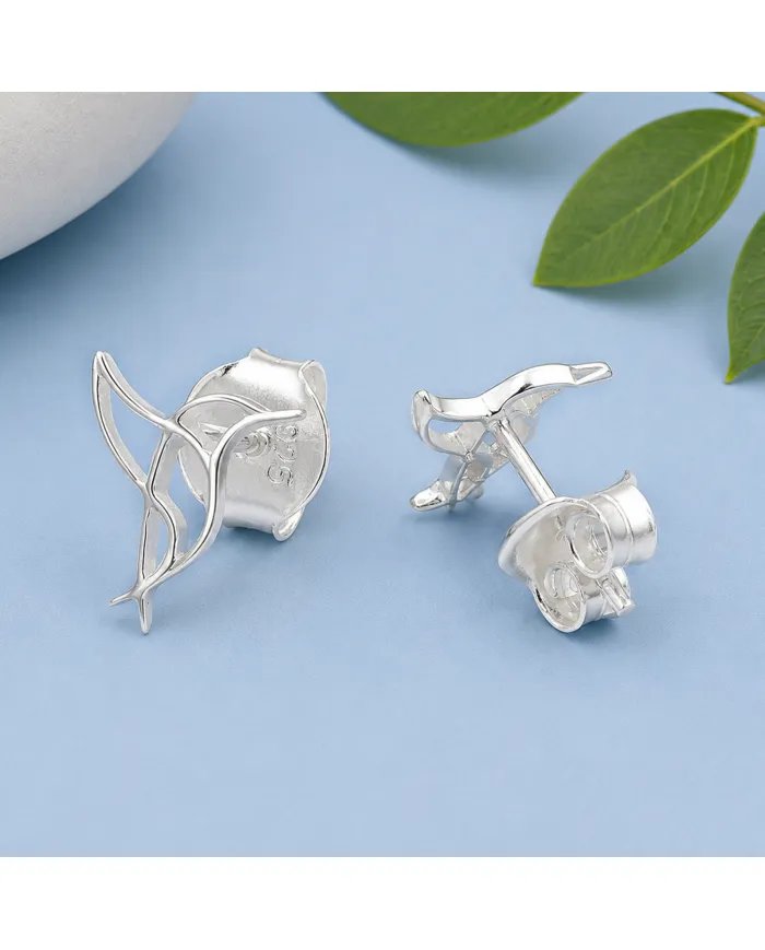 925 Sterling Silver Hummingbird Stud Earrings - Minimalist Jewelry