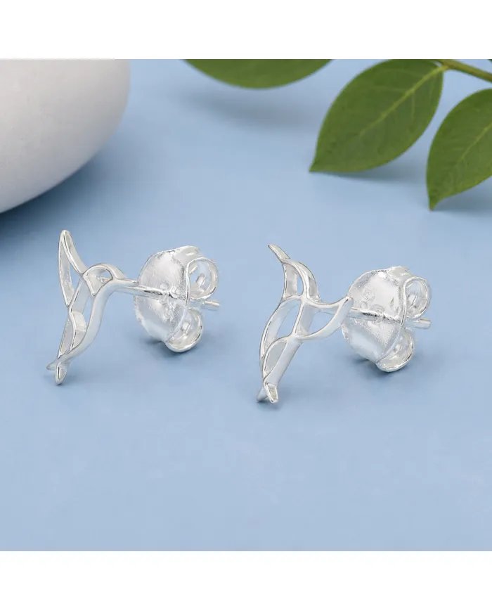 925 Sterling Silver Hummingbird Stud Earrings - Minimalist Jewelry