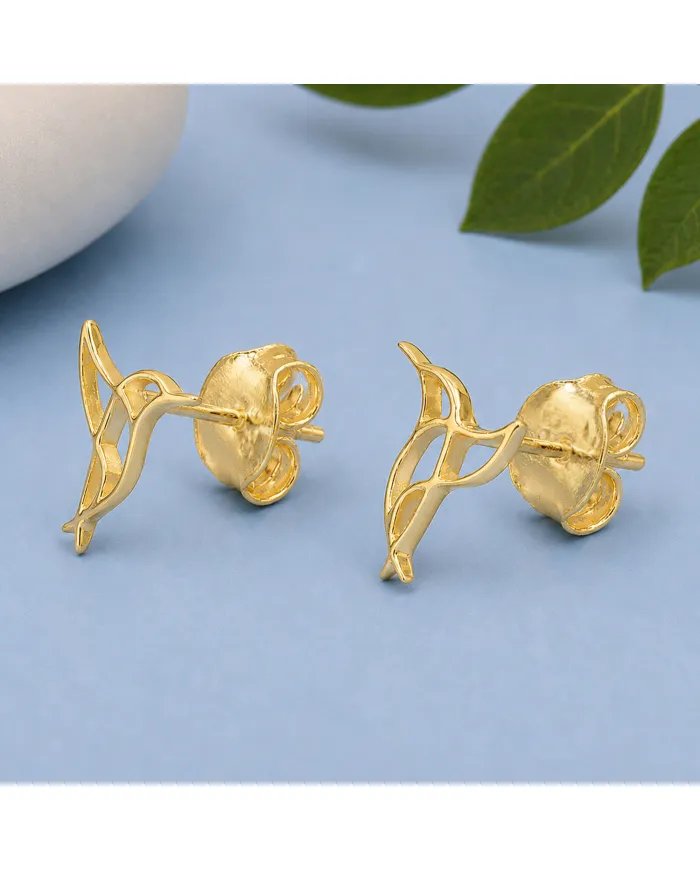 18K Gold Plated Hummingbird Stud Earrings - 925 Silver Mini Jewelry