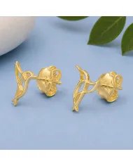 18K Gold Plated Hummingbird Stud Earrings - 925 Silver Mini Jewelry