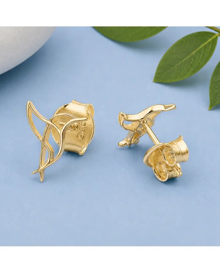 18K Gold Plated Hummingbird Stud Earrings - 925 Silver Mini Jewelry