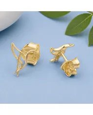 18K Gold Plated Hummingbird Stud Earrings - 925 Silver Mini Jewelry