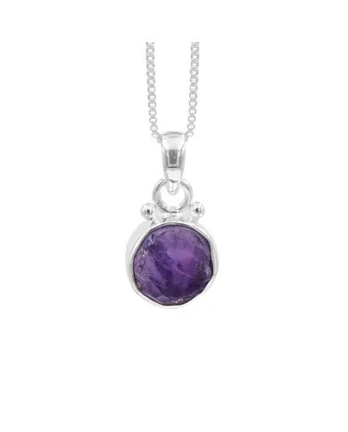 Raw Material Amethyst Pendant - Sterling Silver Handmade Pendant with Chain Versatile Jewelry