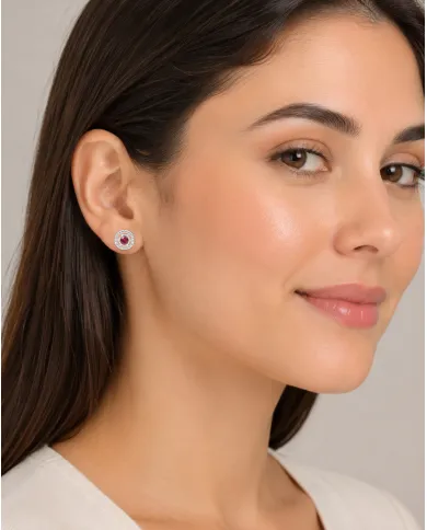 925 Sterling Silver Ruby Stud Earrings – Handmade Minimalist Design