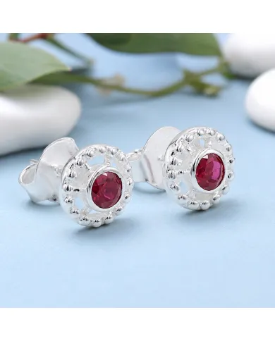 925 Sterling Silver Ruby Stud Earrings – Handmade Minimalist Design