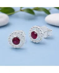 925 Sterling Silver Ruby Stud Earrings – Handmade Minimalist Design