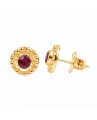 925 Sterling Silver Ruby Stud Earrings – Handmade Minimalist Design
