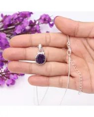 Raw Material Amethyst Pendant - Sterling Silver Handmade Pendant with Chain Versatile Jewelry
