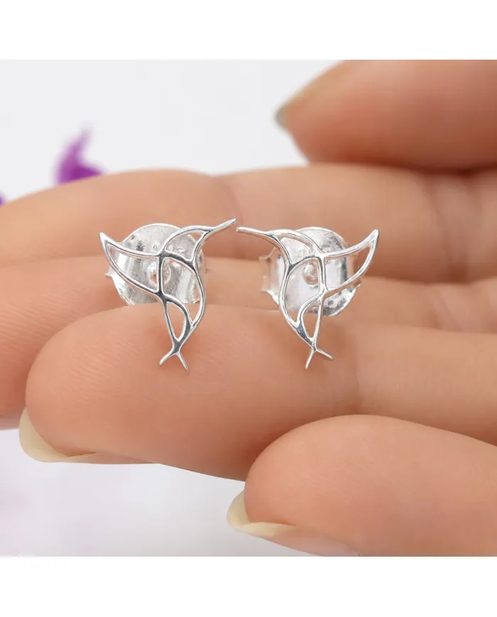 925 Sterling Silver Hummingbird Stud Earrings - Minimalist Jewelry