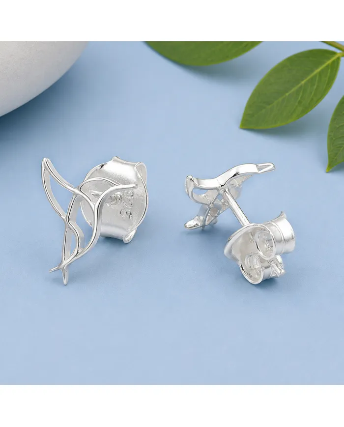 925 Sterling Silver Hummingbird Stud Earrings - Minimalist Jewelry