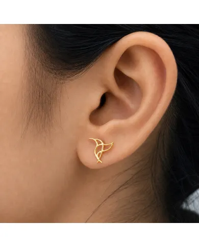 18K Gold Plated Hummingbird Stud Earrings - 925 Silver Mini Jewelry