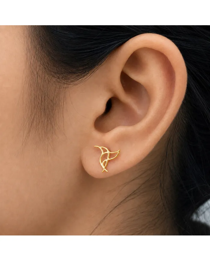 18K Gold Plated Hummingbird Stud Earrings - 925 Silver Mini Jewelry