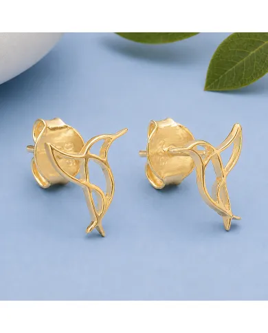 18K Gold Plated Hummingbird Stud Earrings - 925 Silver Mini Jewelry