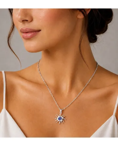 Tanzanite Sun Pendant Necklace | 925 Sterling Silver Unique Jewelry