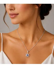 Tanzanite Sun Pendant Necklace | 925 Sterling Silver Unique Jewelry