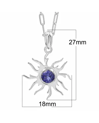 Tanzanite Sun Pendant Necklace | 925 Sterling Silver Unique Jewelry