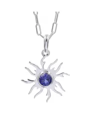Tanzanite Sun Pendant Necklace | 925 Sterling Silver Unique Jewelry