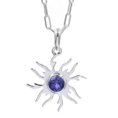 Tanzanite Sun Pendant Necklace | 925 Sterling Silver Unique Jewelry