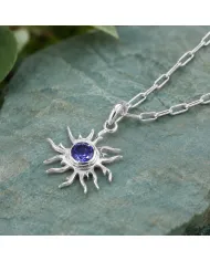 Tanzanite Sun Pendant Necklace | 925 Sterling Silver Unique Jewelry