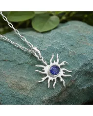 Tanzanite Sun Pendant Necklace | 925 Sterling Silver Unique Jewelry