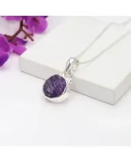 Raw Material Amethyst Pendant - Sterling Silver Handmade Pendant with Chain Versatile Jewelry