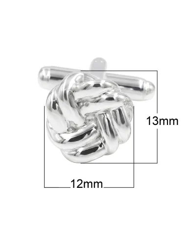 Men’s Knot Cufflinks in 925 Sterling Silver & Brass Formal Luxury Gift