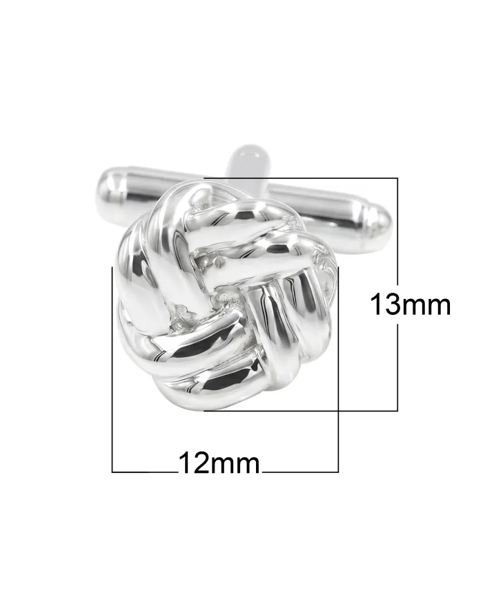 Men’s Knot Cufflinks in 925 Sterling Silver & Brass Formal Luxury Gift