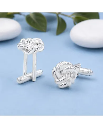 Men’s Knot Cufflinks in 925 Sterling Silver & Brass Formal Luxury Gift