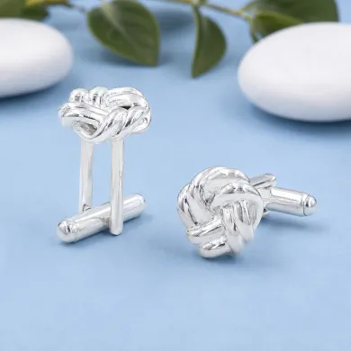 Men’s Knot Cufflinks in 925 Sterling Silver & Brass Formal Luxury Gift