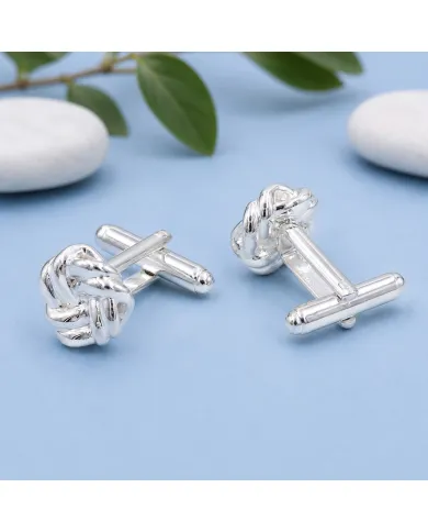Men’s Knot Cufflinks in 925 Sterling Silver & Brass Formal Luxury Gift