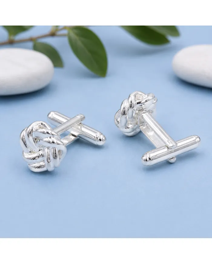 Men’s Knot Cufflinks in 925 Sterling Silver & Brass Formal Luxury Gift