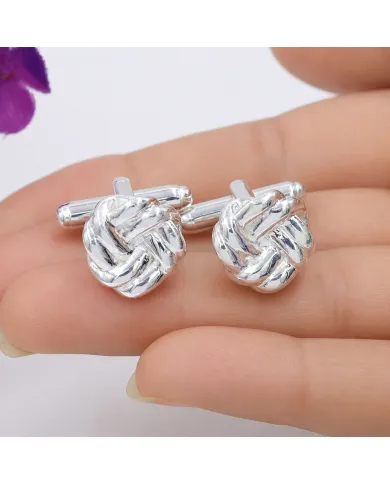 Men’s Knot Cufflinks in 925 Sterling Silver & Brass Formal Luxury Gift