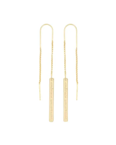 18K Gold Plated Personalized Bar Earrings | 925 Silver Chain Drop Jewelry