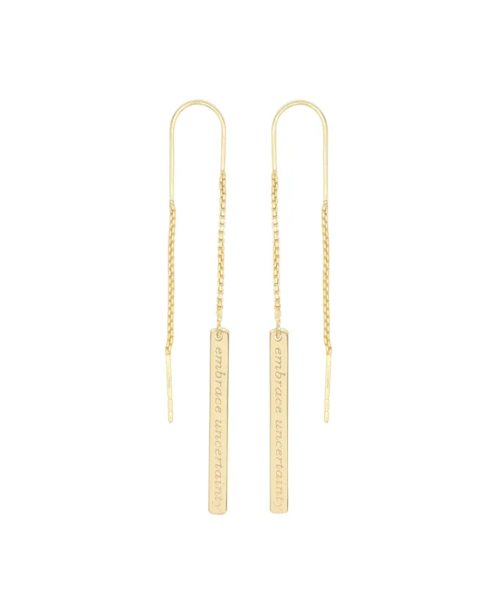 18K Gold Plated Personalized Bar Earrings | 925 Silver Chain Drop Jewelry