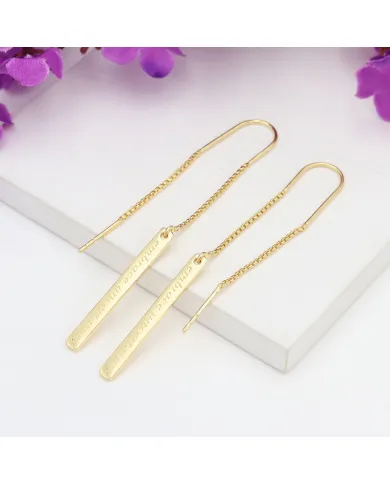 18K Gold Plated Personalized Bar Earrings | 925 Silver Chain Drop Jewelry