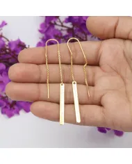 18K Gold Plated Personalized Bar Earrings | 925 Silver Chain Drop Jewelry
