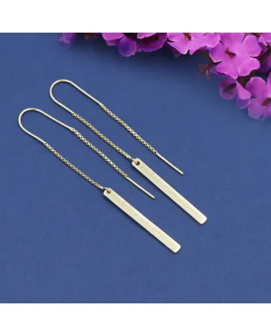 18K Gold Plated Personalized Bar Earrings | 925 Silver Chain Drop Jewelry