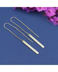 18K Gold Plated Personalized Bar Earrings | 925 Silver Chain Drop Jewelry