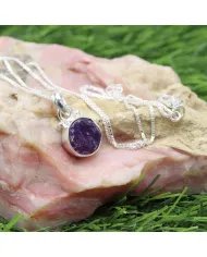 Handmade Sterling Silver Pendant Raw Amethyst Gemstone Statement Necklace