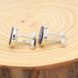 Lapis Lazuli Cufflinks, Sterling Silver Cufflinks, Groomsmen Cufflinks, Cufflinks for Men, Silver Tuxedo Studs, Wedding Cufflink