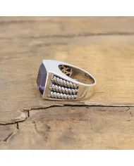 Amethyst Men's Ring – Handmade 925 Sterling Silver Statement Jewelry