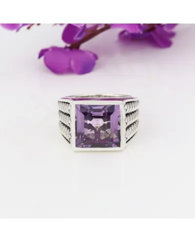 Amethyst Men's Ring – Handmade 925 Sterling Silver Statement Jewelry