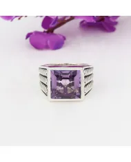Amethyst Men's Ring – Handmade 925 Sterling Silver Statement Jewelry