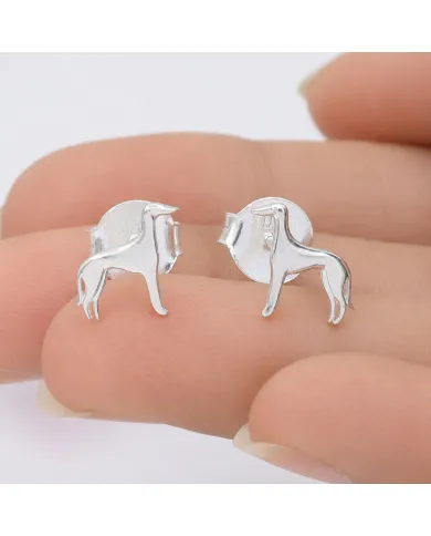 925 Sterling Silver Greyhound Stud Earrings: Handmade Dog Jewelry