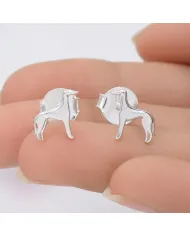 925 Sterling Silver Greyhound Stud Earrings: Handmade Dog Jewelry